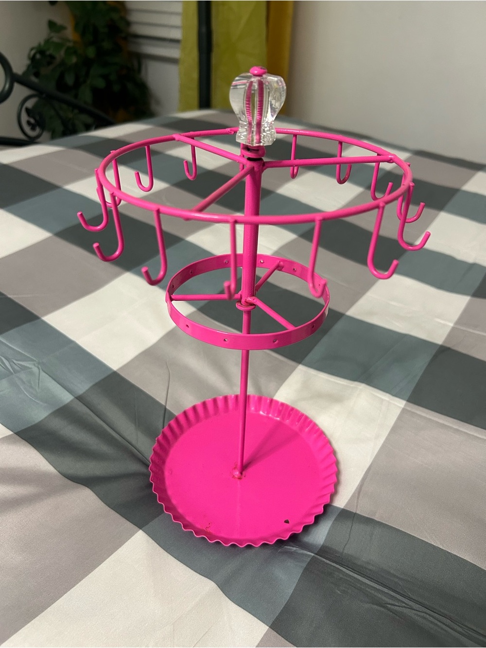 Marshalls Hot Pink Rotating Jewelry Stand with Crystal Finial